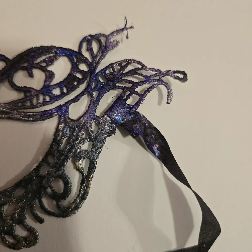 HANDCRAFTED Upcycled Lace Eye Mask HANDPAINTED Festival Mask Comic Con Sexy Play